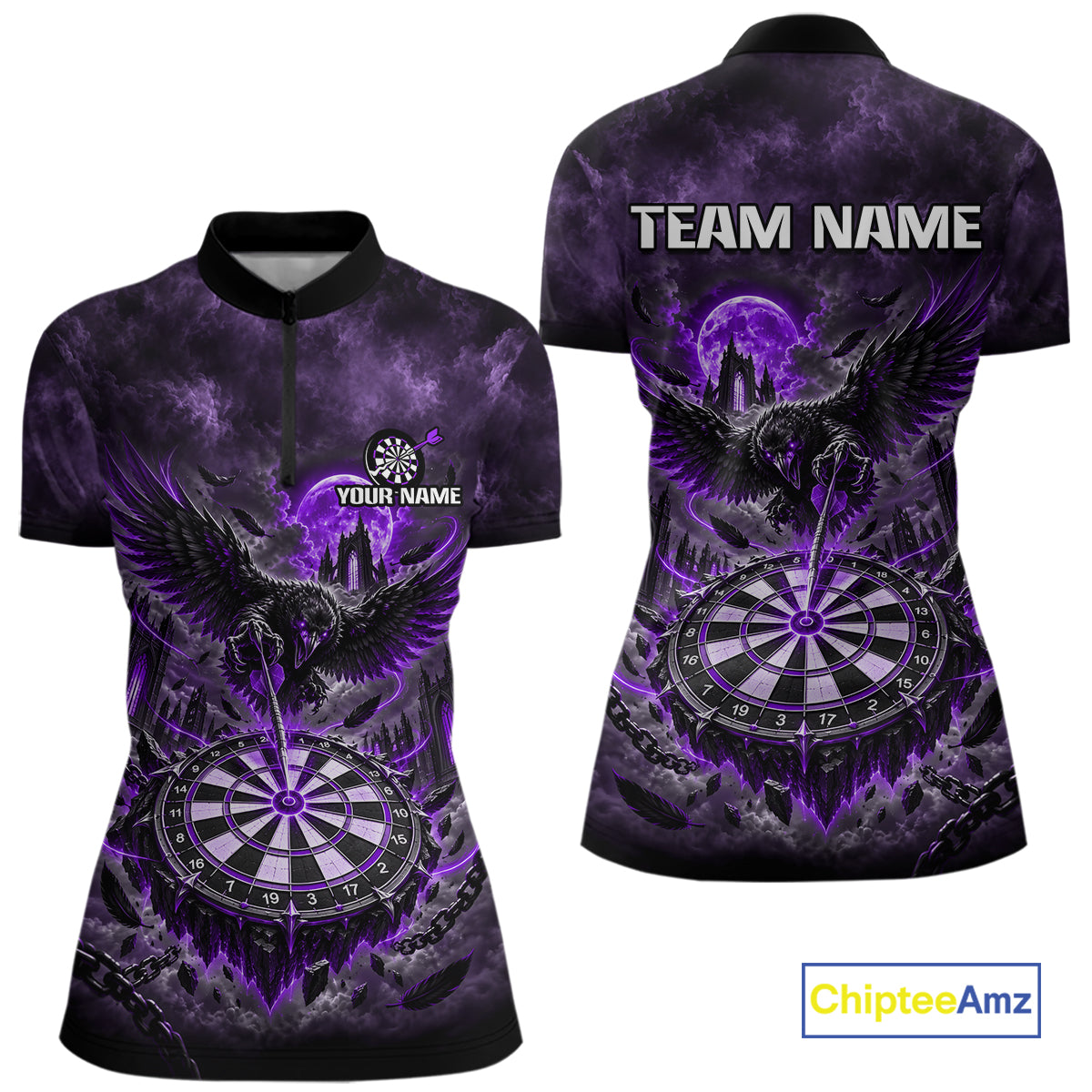 Custom Purple Raven Dart Shirt Moon Gothic Dart Team Jersey for Women DHT78