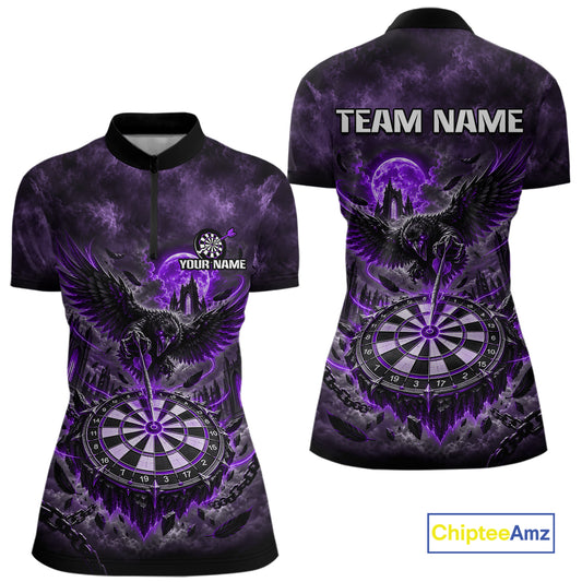 Custom Purple Raven Dart Shirt Moon Gothic Dart Team Jersey for Women DHT78