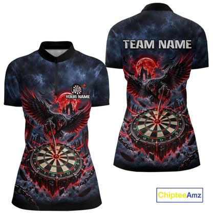 Custom Raven Dart Shirt Red Moon Gothic Dart Team Jersey for Women DHT78