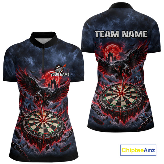 Custom Raven Dart Shirt Red Moon Gothic Dart Team Jersey for Women DHT78