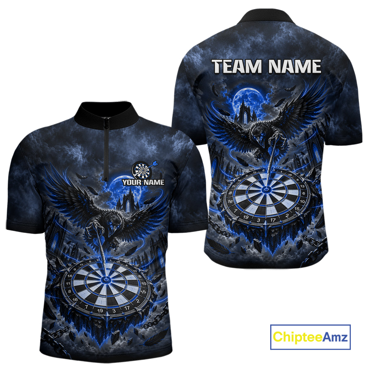 Custom Blue Raven Dart Shirt Moon Gothic Dart Team Jersey for Men DHT78