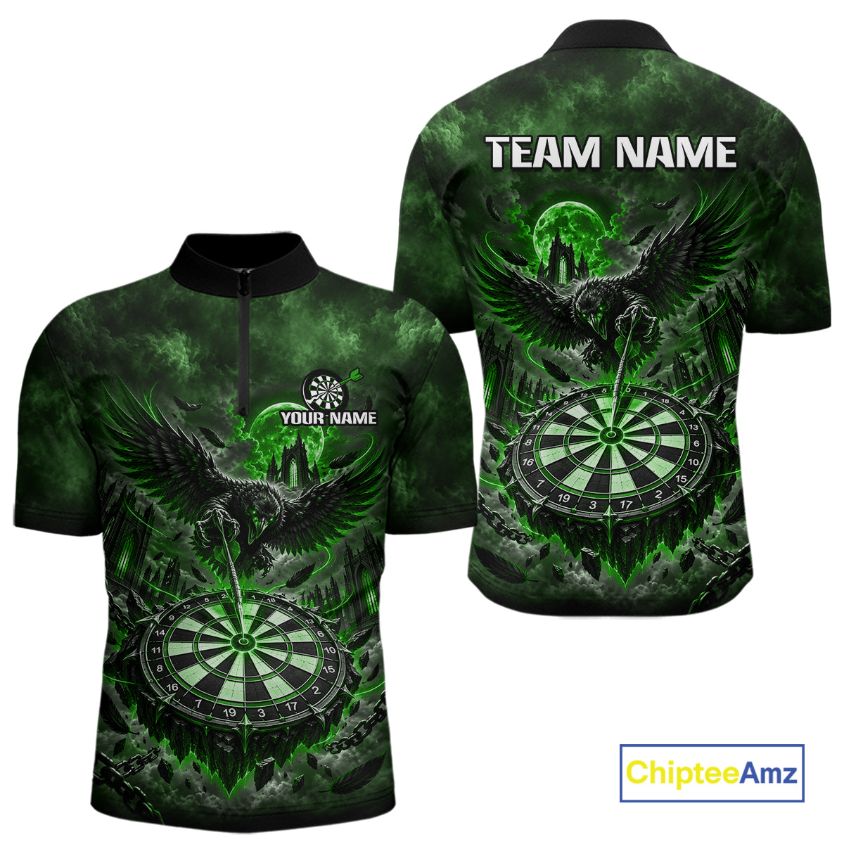 Custom Green Raven Dart Shirt Moon Gothic Dart Team Jersey for Men DHT78
