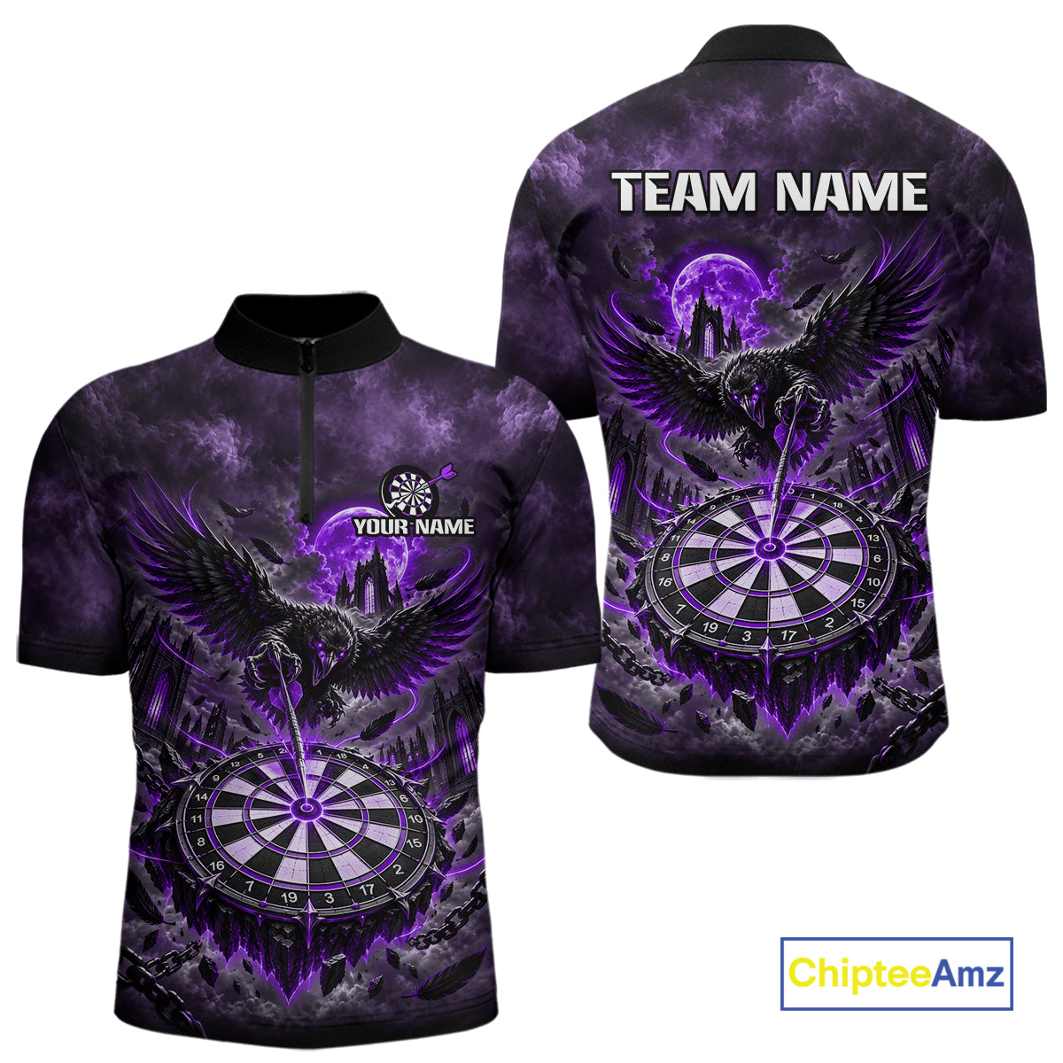 Custom Purple Raven Dart Shirt Moon Gothic Dart Team Jersey for Men DHT78