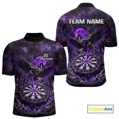 Custom Purple Raven Dart Shirt Moon Gothic Dart Team Jersey for Men DHT78