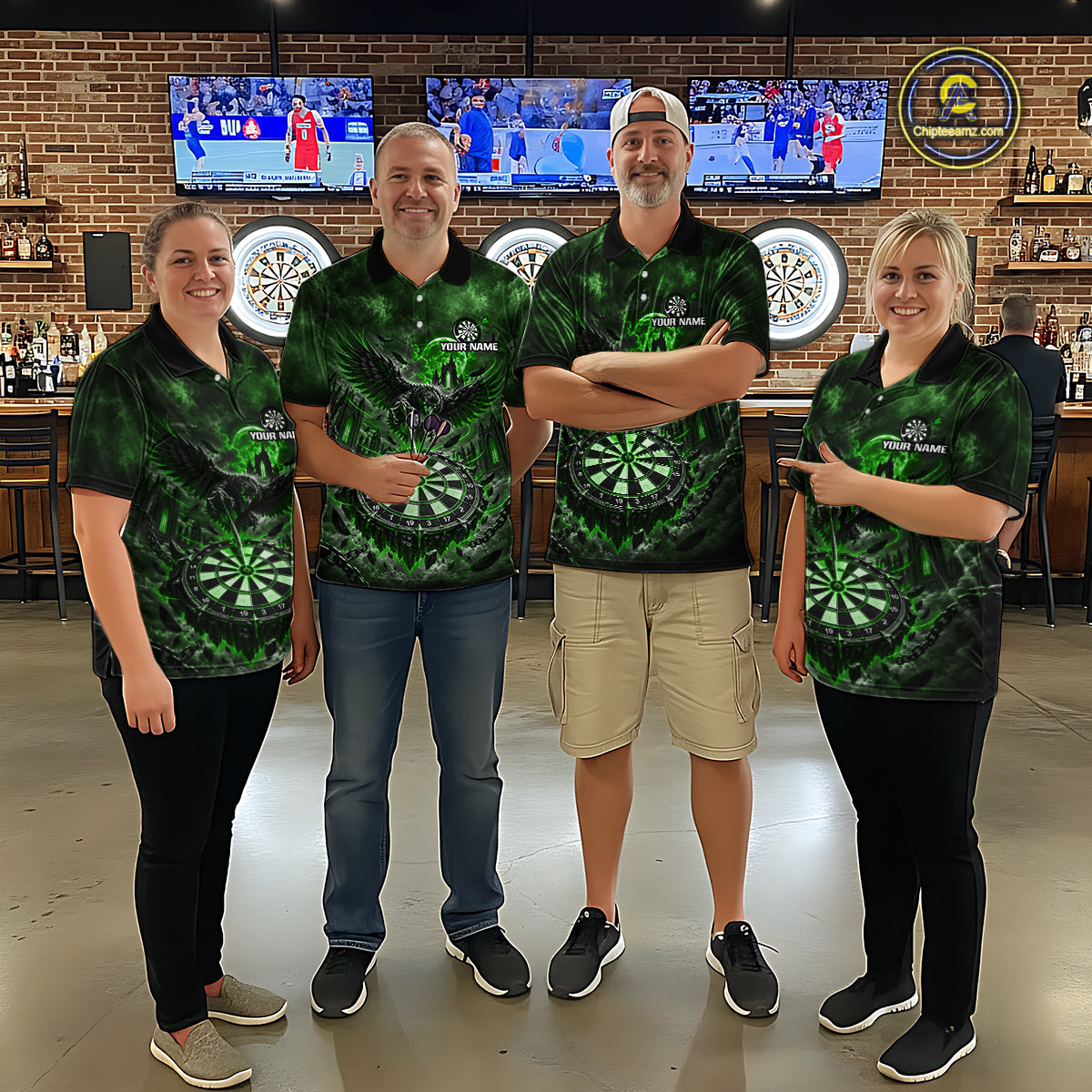 Custom Green Raven Dart Shirt Moon Gothic Dart Team Jersey for Men DHT78