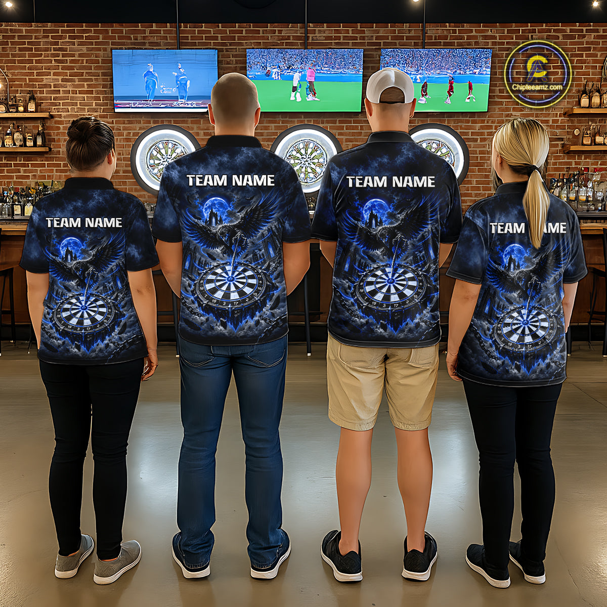Custom Blue Raven Dart Shirt Moon Gothic Dart Team Jersey for Men DHT78