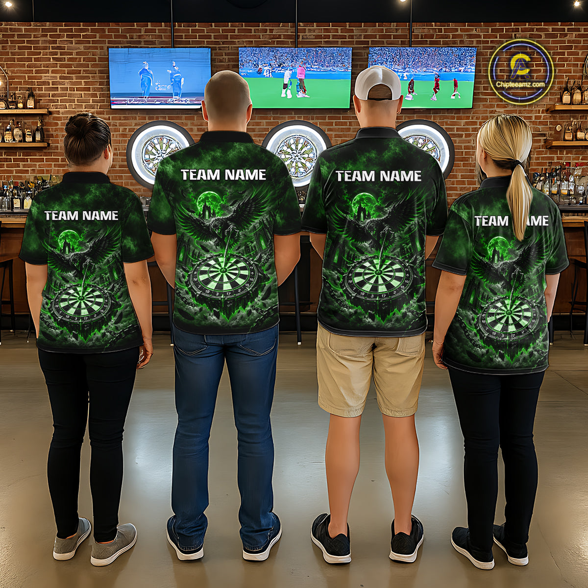 Custom Green Raven Dart Shirt Moon Gothic Dart Team Jersey for Men DHT78