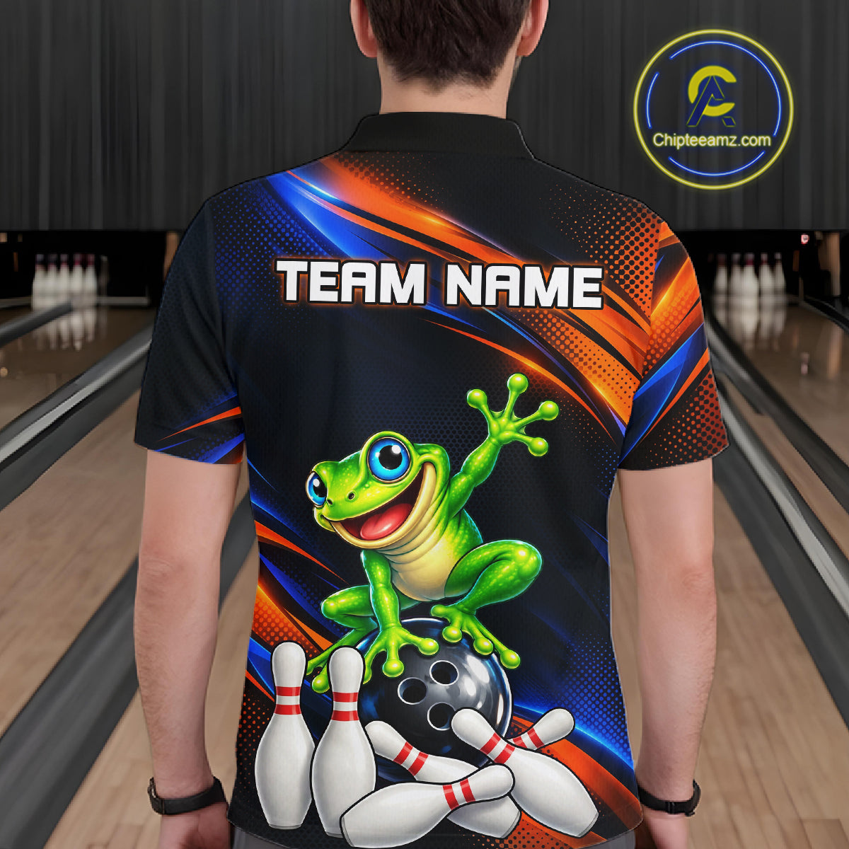 Custom Funny Frog Bowling Team Shirt for Men Bowling League Jersey Polo & 1/4 Zip QZT1377
