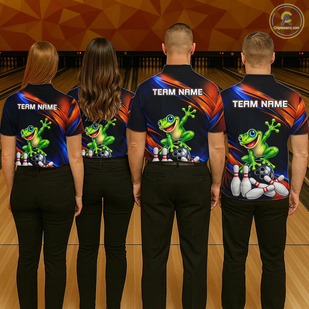 Custom Funny Frog Bowling Team Shirt for Men Bowling League Jersey Polo & 1/4 Zip QZT1377
