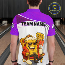 Load image into Gallery viewer, Custom Funny Purple Beer Polo Bowling Team Shirt for Men Quarter-Zip Bowling Jersey Outfit QZT820