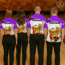 Load image into Gallery viewer, Custom Funny Purple Beer Polo Bowling Team Shirt for Women Quarter-Zip Bowling Jersey Outfit QZT820