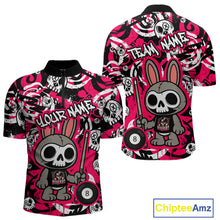 Load image into Gallery viewer, Custom Pink Skull Bunny Billiard Shirt for Men Gothic Billiard Team Jersey Polo &amp; Quarter-Zip BHT30