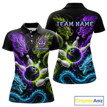 Load image into Gallery viewer, Multicolor Dragon Bowling Shirt for Women Custom Bowling Jersey Polo &amp; 1/4-Zip QZT1051