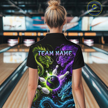 Load image into Gallery viewer, Multicolor Dragon Bowling Shirt for Women Custom Bowling Jersey Polo &amp; 1/4-Zip QZT1051