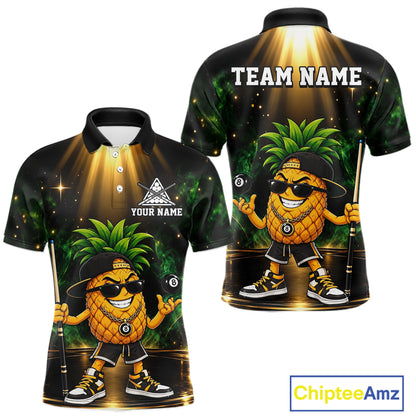 Custom Funny Pineapple Billiard Shirt for Men 8 Ball Billiard League Jersey Polo & 1/4-Zip BHT164