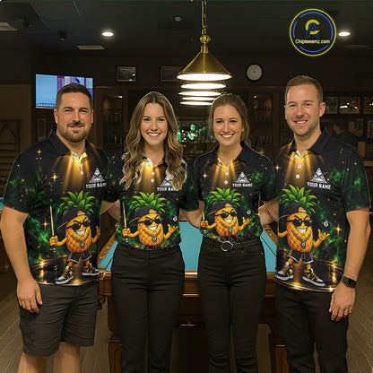 Custom Funny Pineapple Billiard Shirt for Men 8 Ball Billiard League Jersey Polo & 1/4-Zip BHT164