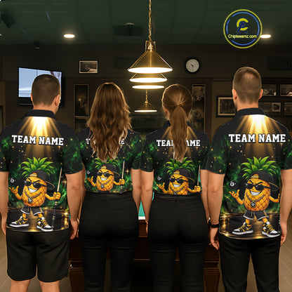 Custom Funny Pineapple Billiard Shirt for Men 8 Ball Billiard League Jersey Polo & 1/4-Zip BHT164
