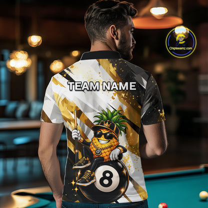 Custom Funny Pineapple 8 Ball Billiard Team Shirt for Men Billiard Pool Jersey Polo & 1/4-Zip BHT165