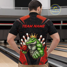 Load image into Gallery viewer, Custom Funny Red Crocodile Bowling Shirt Alligator Bowling Jersey for Men Polo &amp; 1/4 Zip QZT823