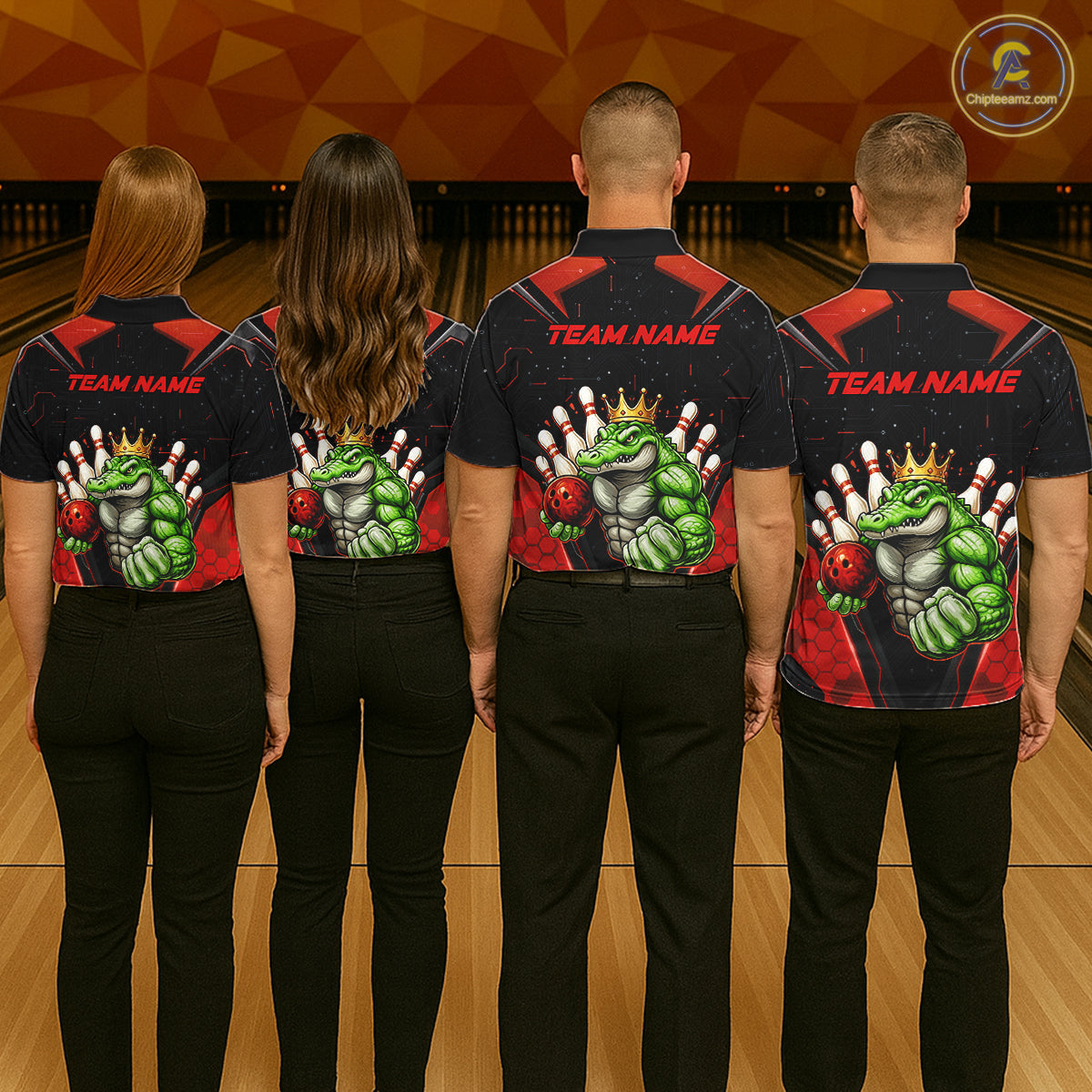 Custom Funny Red Crocodile Bowling Shirt Alligator Bowling Jersey for Men Polo & 1/4 Zip QZT823