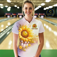 Load image into Gallery viewer, Custom Gradient Sunflower Bowling Shirt for Women Bowling Team Jersey Polo &amp; Quarter-Zip QZT963