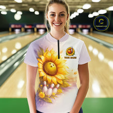 Load image into Gallery viewer, Custom Gradient Sunflower Bowling Shirt for Women Bowling Team Jersey Polo &amp; Quarter-Zip QZT963