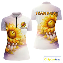 Load image into Gallery viewer, Custom Gradient Sunflower Bowling Shirt for Women Bowling Team Jersey Polo &amp; Quarter-Zip QZT963
