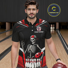 Load image into Gallery viewer, Red Funny Skeleton Bowling Shirt Personalized Bowing Jersey for Men Bowling Team QZT828