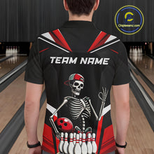 Load image into Gallery viewer, Red Funny Skeleton Bowling Shirt Personalized Bowing Jersey for Men Bowling Team QZT828