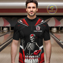 Load image into Gallery viewer, Red Funny Skeleton Bowling Shirt Personalized Bowing Jersey for Men Bowling Team QZT828