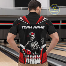 Load image into Gallery viewer, Red Funny Skeleton Bowling Shirt Personalized Bowing Jersey for Men Bowling Team QZT828