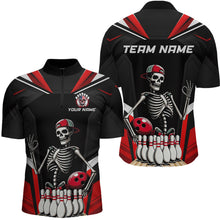 Load image into Gallery viewer, Red Funny Skeleton Bowling Shirt Personalized Bowing Jersey for Men Bowling Team QZT828