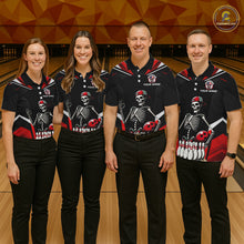 Load image into Gallery viewer, Red Funny Skeleton Bowling Shirt Personalized Bowing Jersey for Men Bowling Team QZT828