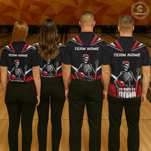 Load image into Gallery viewer, Red Funny Skeleton Bowling Shirt Personalized Bowing Jersey for Men Bowling Team QZT828