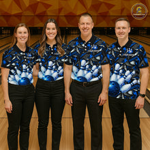 Load image into Gallery viewer, Blue Rhinestone Bowling Shirt for Men Custom Bowling Team Jersey Polo &amp; Quarter-Zip QZT1003