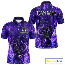 Load image into Gallery viewer, Custom Purple Cat Bowling Team Shirt Bowling Jersey League for Men  Polo &amp; Quarter-Zip QZT1053