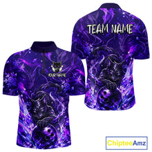 Load image into Gallery viewer, Custom Purple Cat Bowling Team Shirt Bowling Jersey League for Men  Polo &amp; Quarter-Zip QZT1053