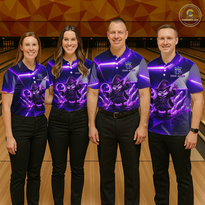 Custom Neon Purple Owl Bowling Shirt for Men Bowling Jersey League Polo & Quarter-Zip QZT1235