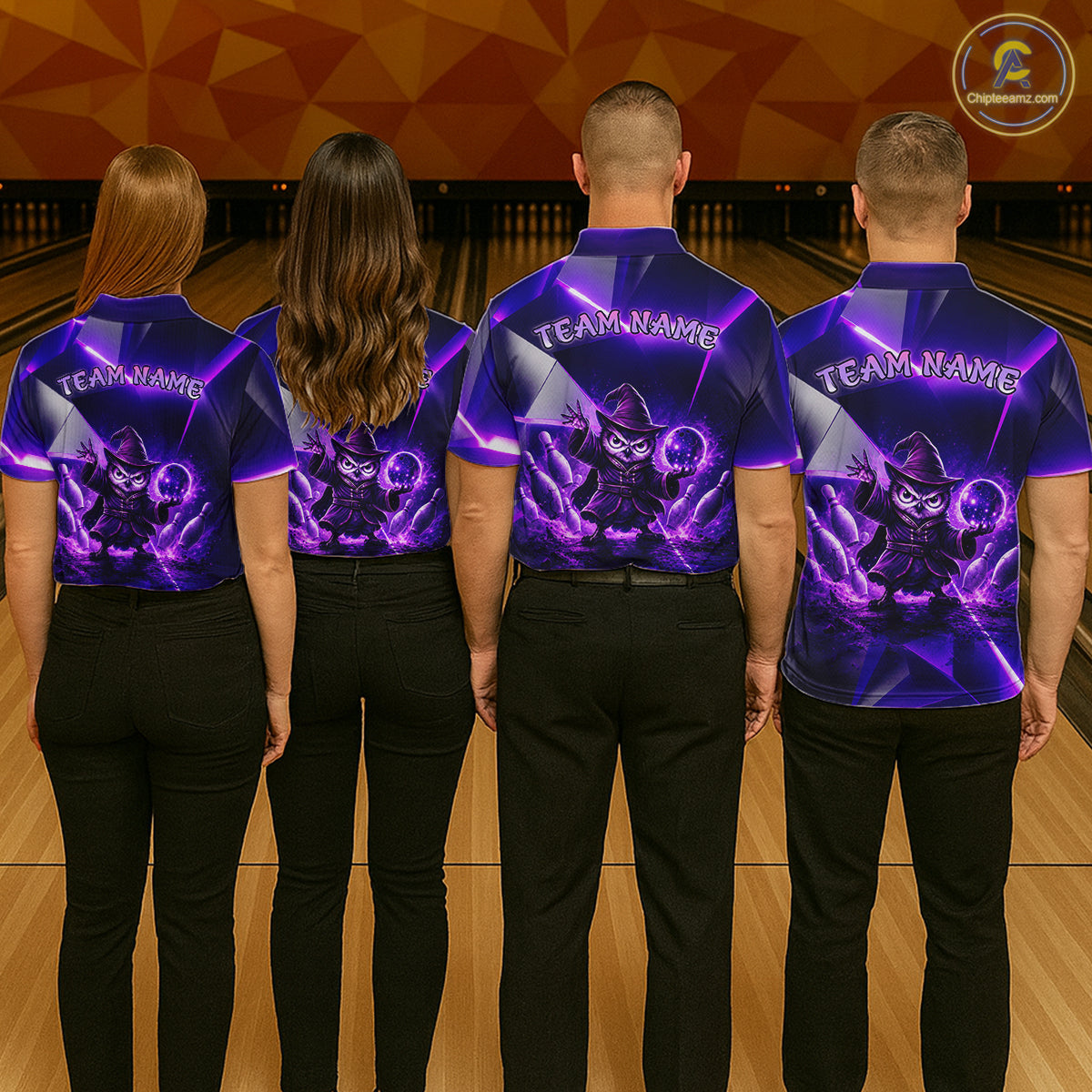 Custom Neon Purple Owl Bowling Shirt for Men Bowling Jersey League Polo & Quarter-Zip QZT1235