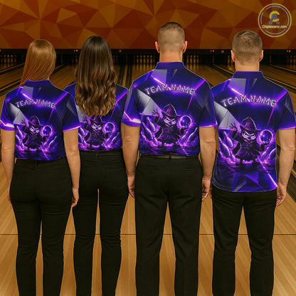 Custom Neon Purple Owl Bowling Shirt for Men Bowling Jersey League Polo & Quarter-Zip QZT1235
