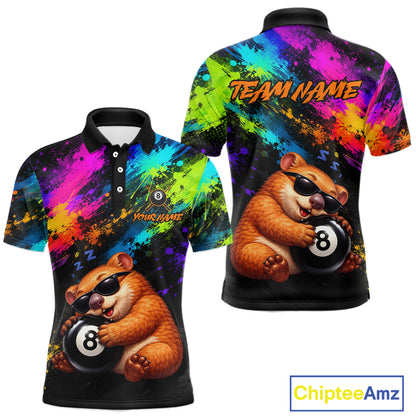 Custom Colorful Funny Wombat Billiard Shirt 8 Ball Pool Team Jersey for Men Billiard Outfit BHT116