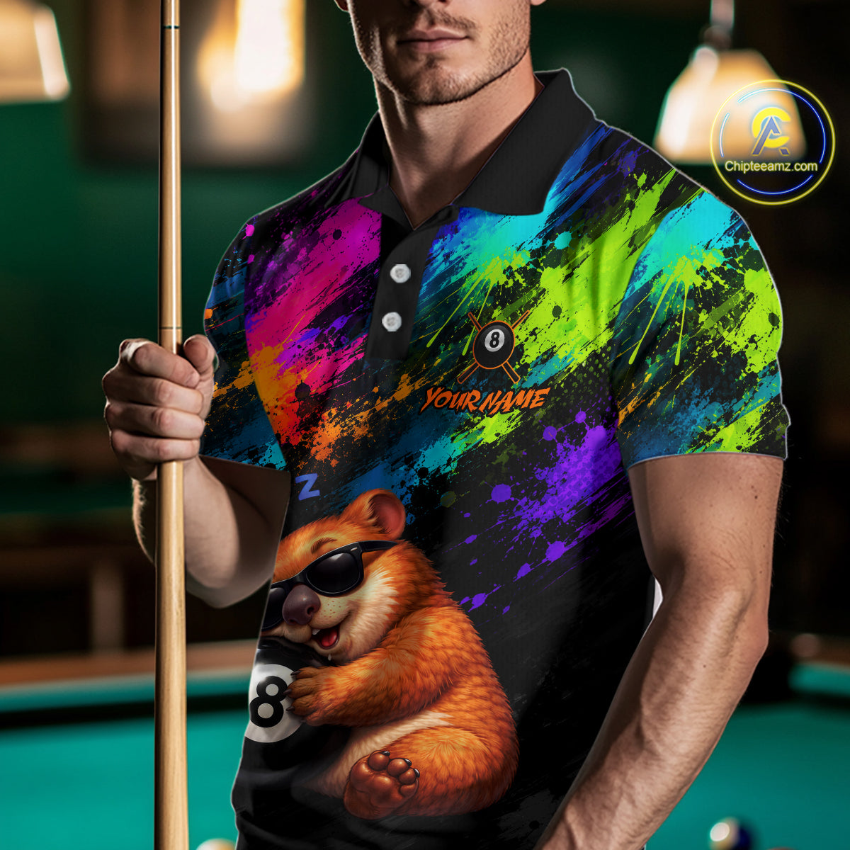 Custom Colorful Funny Wombat Billiard Shirt 8 Ball Pool Team Jersey for Men Billiard Outfit BHT116