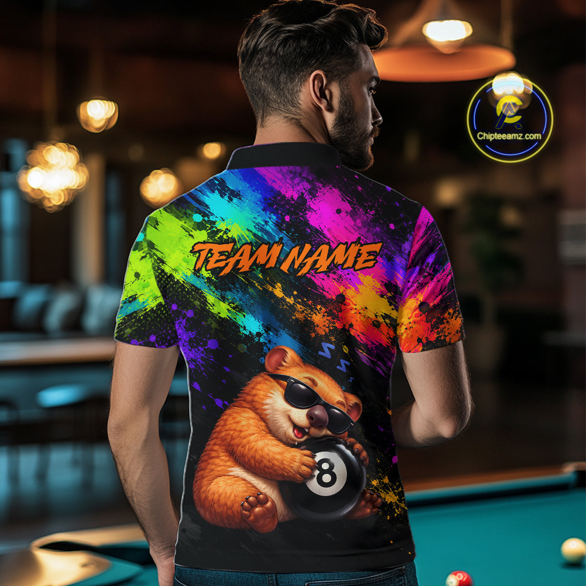 Custom Colorful Funny Wombat Billiard Shirt 8 Ball Pool Team Jersey for Men Billiard Outfit BHT116
