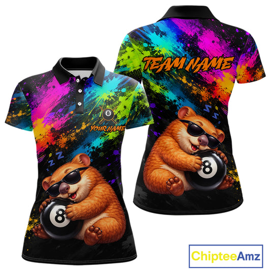 Custom Colorful Funny Wombat Billiard Shirt 8 Ball Pool Team Jersey for Women Billiard Outfit BHT116