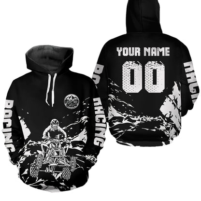 Custom Black & White Quad Bike Hoodie ATV Motocross Hoodie for Men Women Youth Extreme Off-Road Sweatshirt MHT202