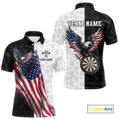 Black & White Dart Shirt American Flag Dart Team Jersey for Men Eagle Dart Shirts Dartboard Jersey DHT63