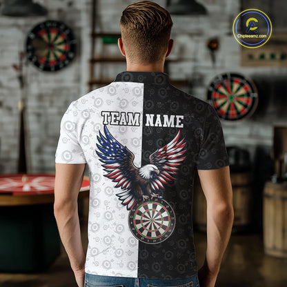 Black & White Dart Shirt American Flag Dart Team Jersey for Men Eagle Dart Shirts Dartboard Jersey DHT63