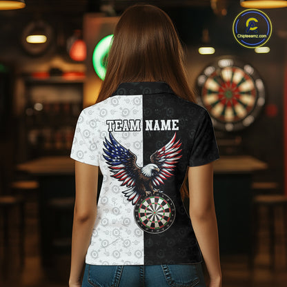 Black & White Dart Shirt American Flag Dart Team Jersey for Women Eagle Dart Shirts Dartboard Jersey DHT63