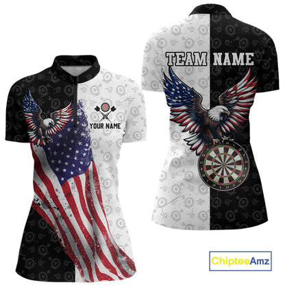 Black & White Dart Shirt American Flag Dart Team Jersey for Women Eagle Dart Shirts Dartboard Jersey DHT63