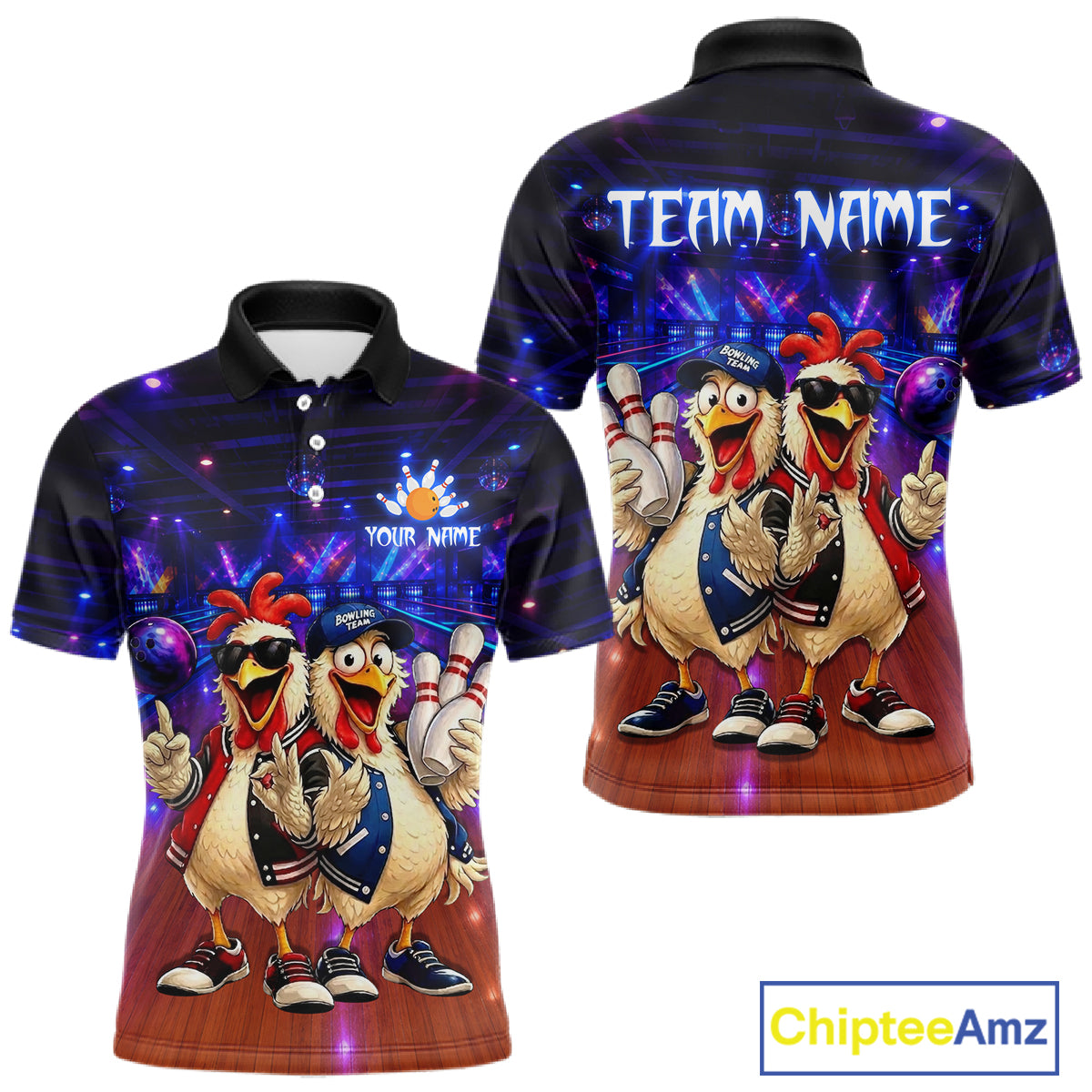Custom Team Funny Chicken Bowling Shirt for Men Bowling Buddy Shirt Bowling Jersey QZT1240